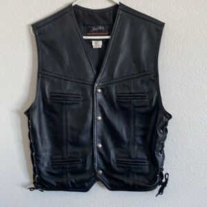 Johnny Halliday for Western Passion Women’s  Black Vachetta Leather Vest Size M